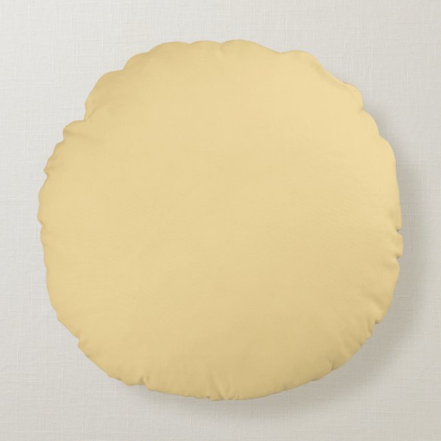 Popcorn Butter Yellow Solid Colour Print Round Cushion (Front)