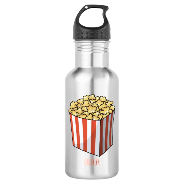 Popcorn cartoon illustration  532 ml water bottle (Front)