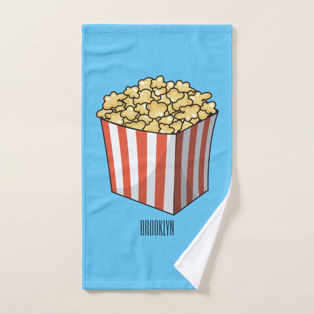 Popcorn cartoon illustration  bath towel set (Hand Towel)