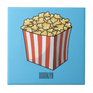 Popcorn cartoon illustration ceramic tile