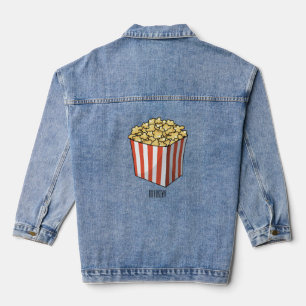 Popcorn cartoon illustration  denim jacket