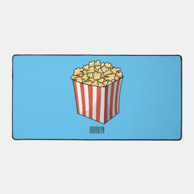 Popcorn cartoon illustration  desk mat (Front)