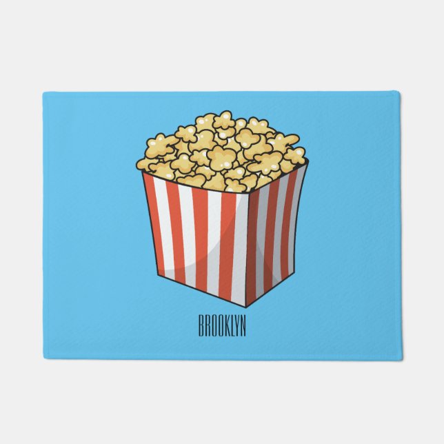 Popcorn cartoon illustration  doormat (Front)