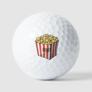 Popcorn cartoon illustration  golf balls