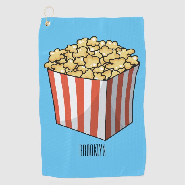 Popcorn cartoon illustration  golf towel (Front)