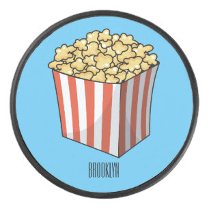 Popcorn cartoon illustration  hockey puck
