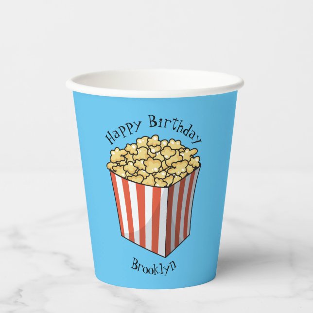 Popcorn cartoon illustration  paper cups (Front)