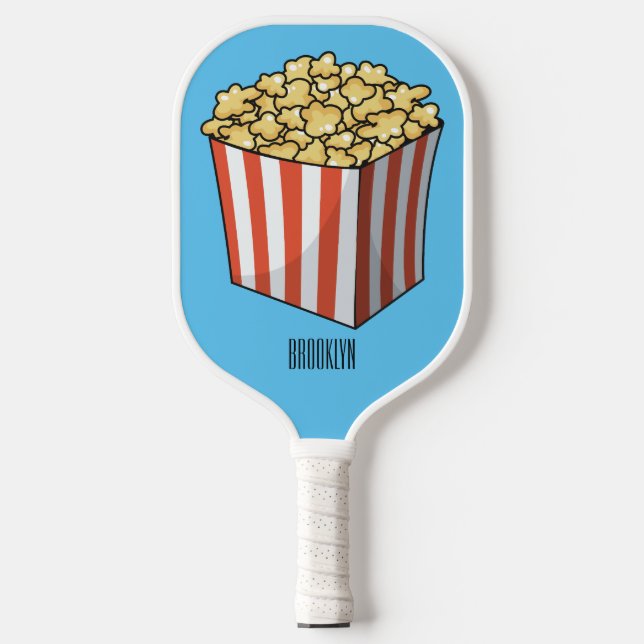 Popcorn cartoon illustration  pickleball paddle (Front)