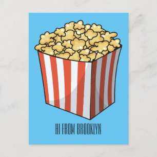 Popcorn cartoon illustration  postcard