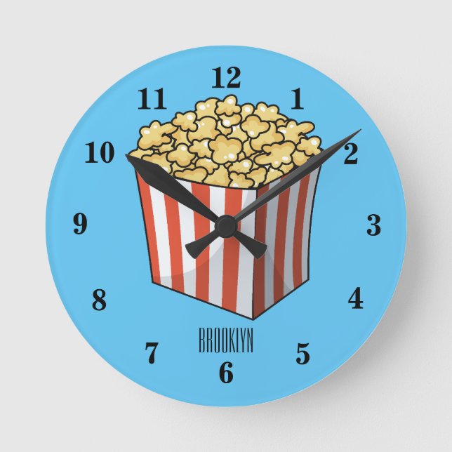 Popcorn cartoon illustration  round clock (Front)