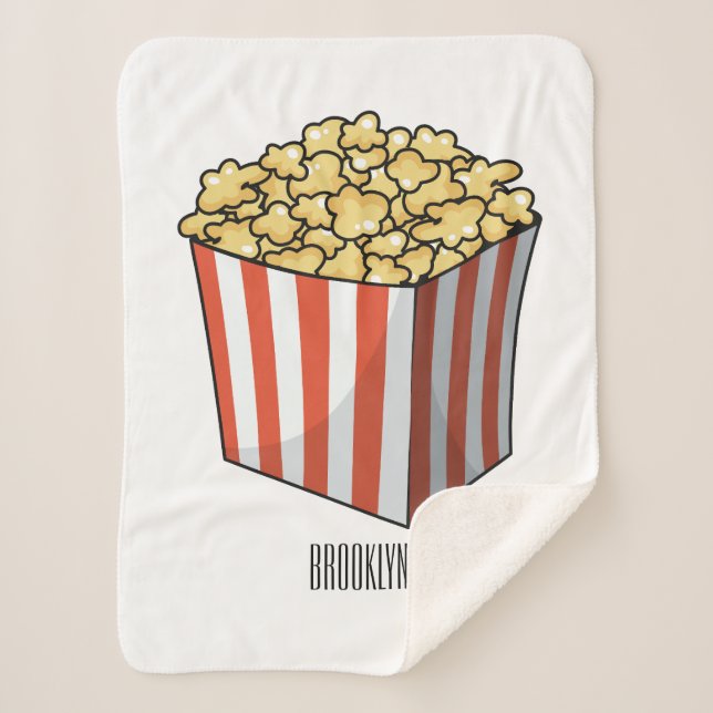Popcorn cartoon illustration sherpa blanket (Front)