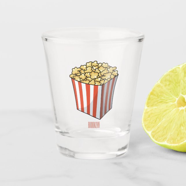 Popcorn cartoon illustration  shot glass (Front)