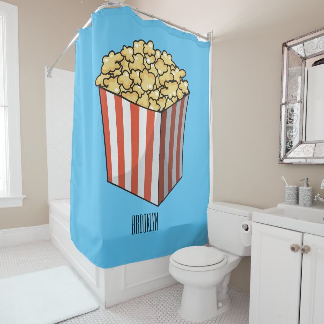Popcorn cartoon illustration  shower curtain (In Situ)