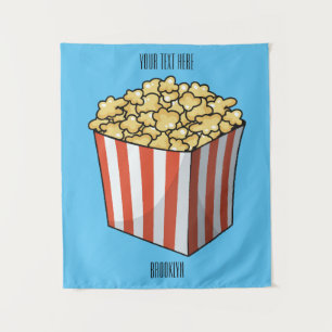 Popcorn cartoon illustration  tapestry