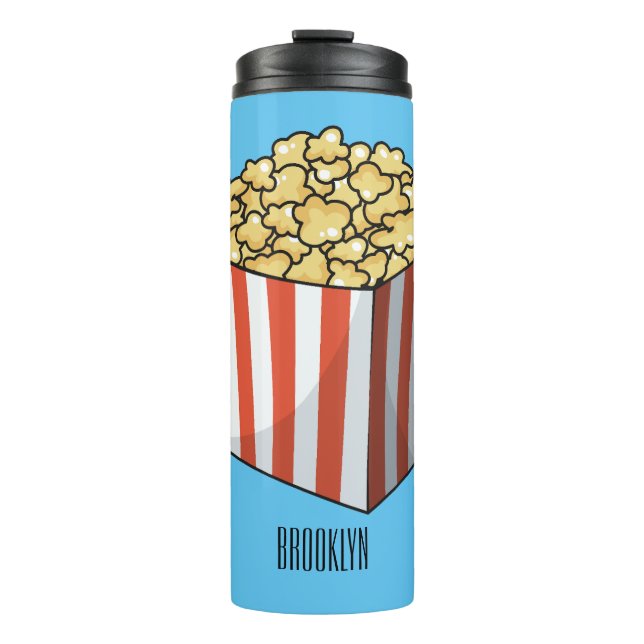 Popcorn cartoon illustration  thermal tumbler (Front)