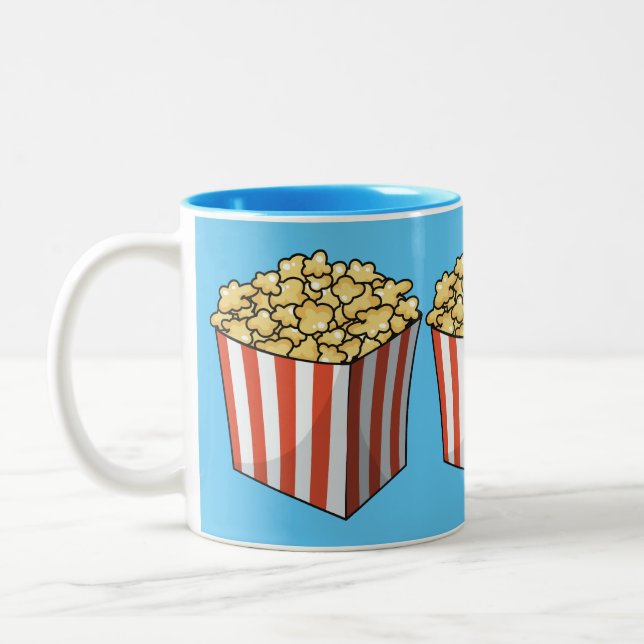 Popcorn cartoon illustration  Two-Tone coffee mug (Left)