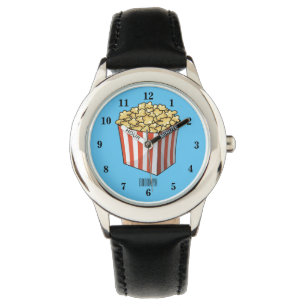 Popcorn cartoon illustration watch