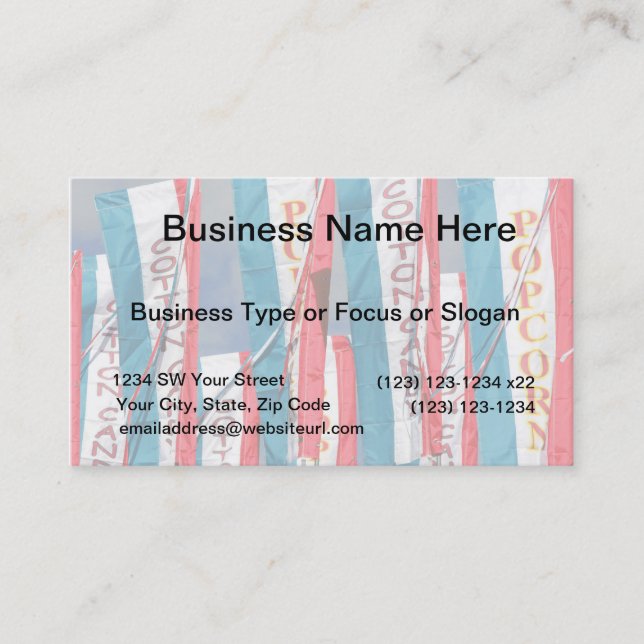 Popcorn Cotton Candy Fair Flags Business Card (Front)