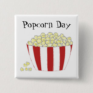 Popcorn Day 15 Cm Square Badge