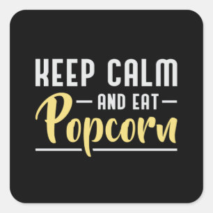Popcorn Day Cinema Movie Snack Keep Calm Gift Idea Square Sticker