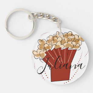 Popcorn Doodle Script Name Key Ring