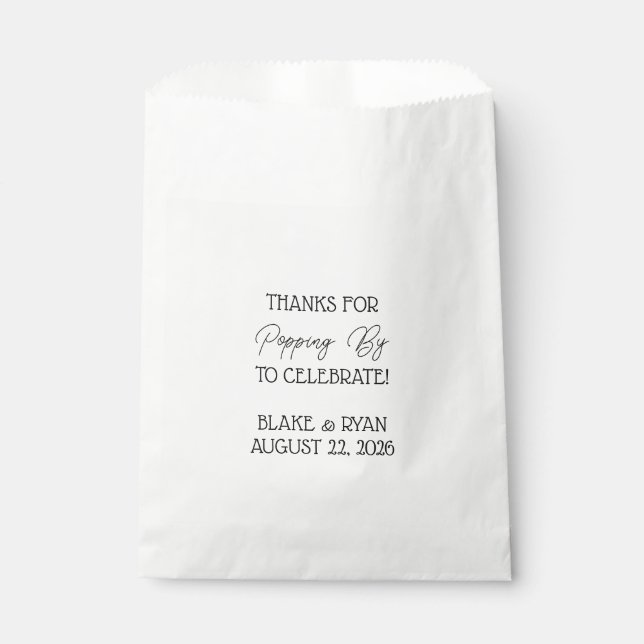 Popcorn Favour Bags: Thanks for Popping By Bag (Front)