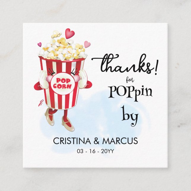  Popcorn Favour Card Thanks for Poppin By (Front)