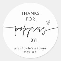 Popcorn Favour Sticker, Thanks for Popping By Favo