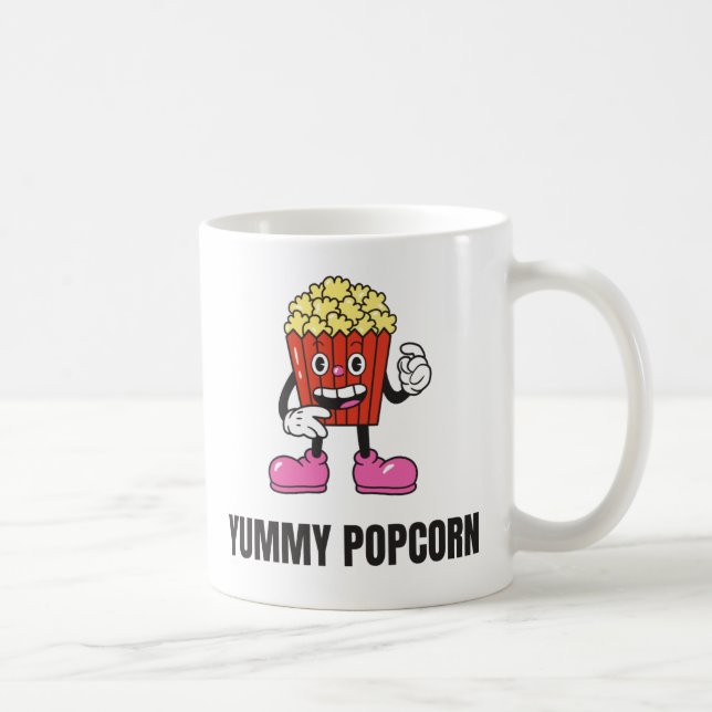 Popcorn Food Kawaii Face Coffee Mug (Right)