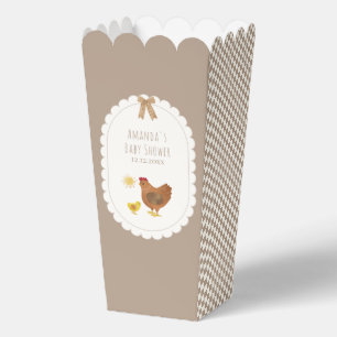 Popcorn Gingham Cottagecore Hen Chick Baby Shower Favour Box