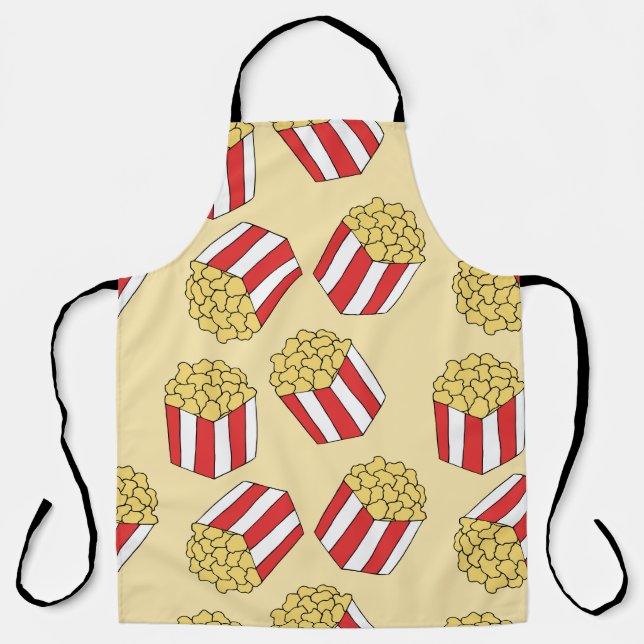Popcorn hand drawn, colourful seamless pattern. apron (Front)