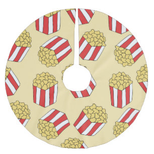 Popcorn hand drawn, colourful seamless pattern. brushed polyester tree skirt