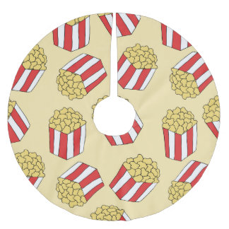 Popcorn hand drawn, colourful seamless pattern. brushed polyester tree skirt