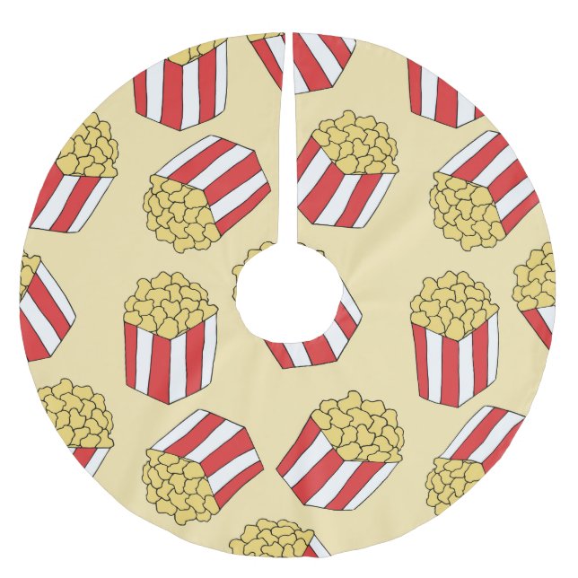 Popcorn hand drawn, colourful seamless pattern. brushed polyester tree skirt (Front)
