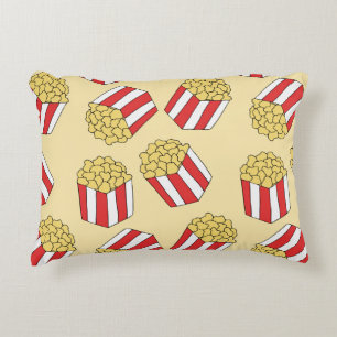 Popcorn hand drawn, colourful seamless pattern. decorative cushion