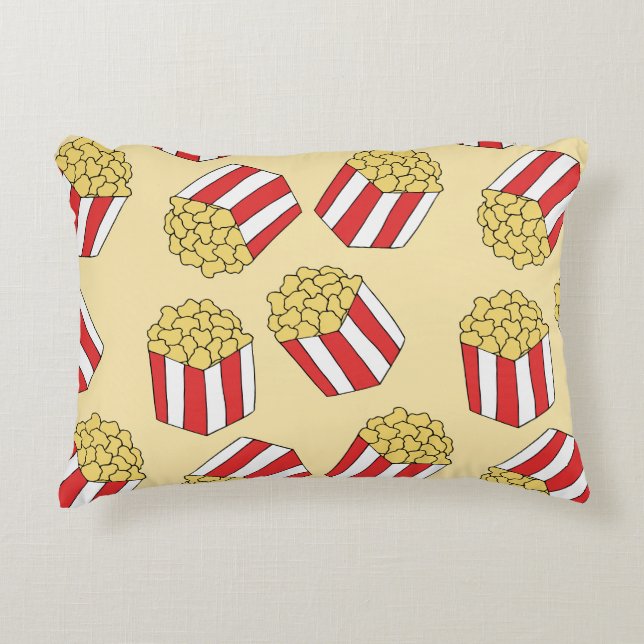 Popcorn hand drawn, colourful seamless pattern. decorative cushion (Front)