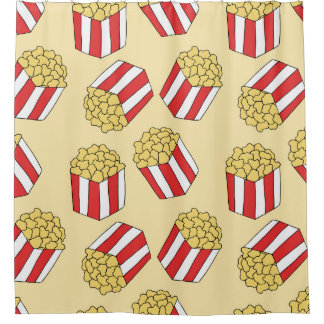 Popcorn hand drawn, colourful seamless pattern. shower curtain