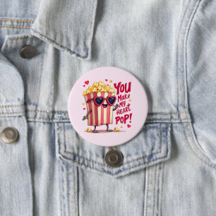 Popcorn Heart Pop Valentine Design 7.5 Cm Round Badge