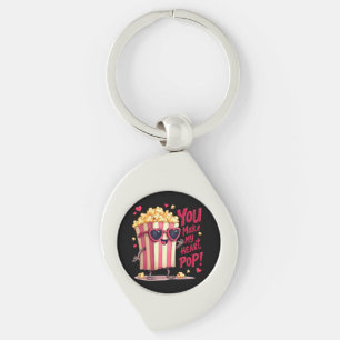 Popcorn Heart Pop Valentine Design Key Ring