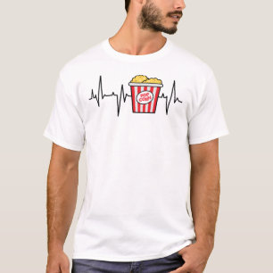 Popcorn Heartbeat movie night snacks T-Shirt