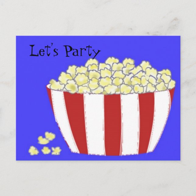 Popcorn - Let's Party Invitation (Front)