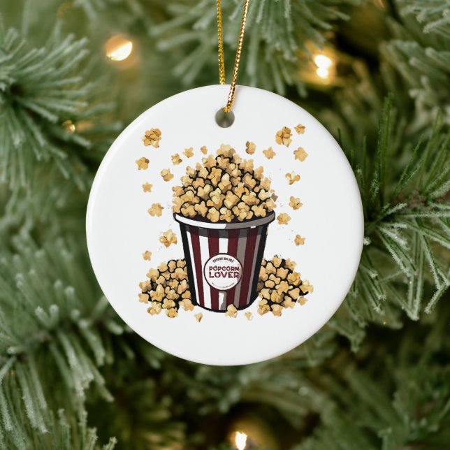 Popcorn Lover Ceramic Ornament (Tree)
