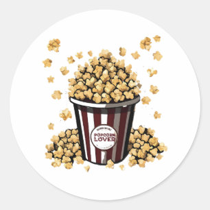 Popcorn Lover Classic Round Sticker