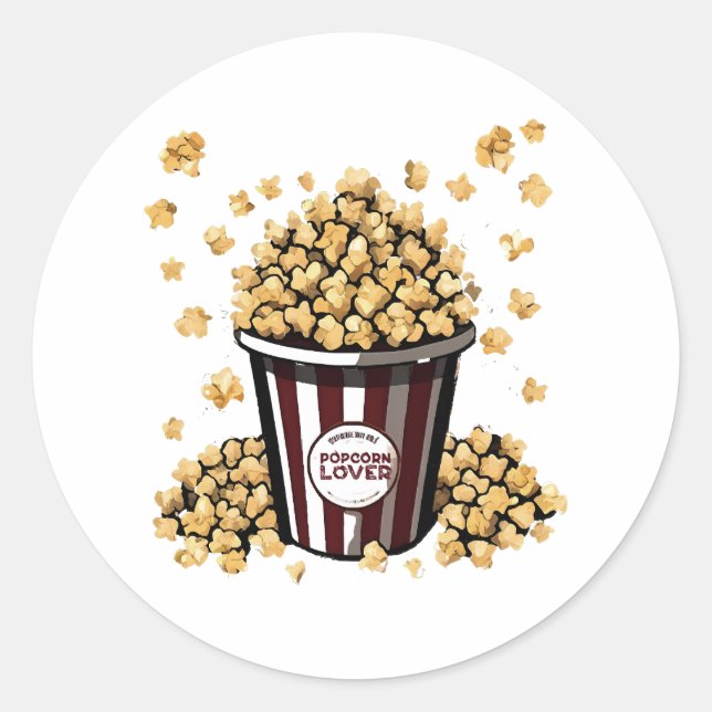 Popcorn Lover Classic Round Sticker (Front)