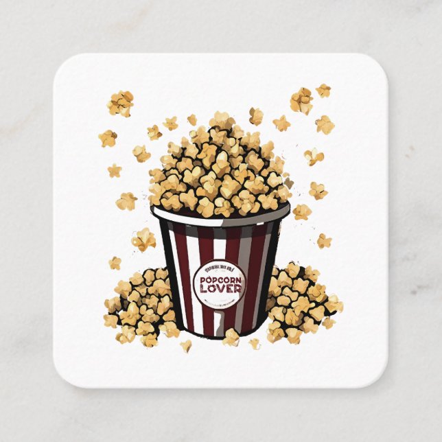 Popcorn Lover Square Business Card (Front)