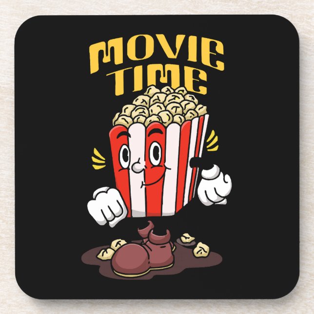 Popcorn Mascot Cartoon Coaster (Front)