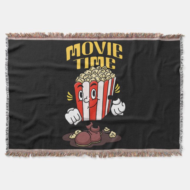 Popcorn Mascot Cartoon Throw Blanket (Front)