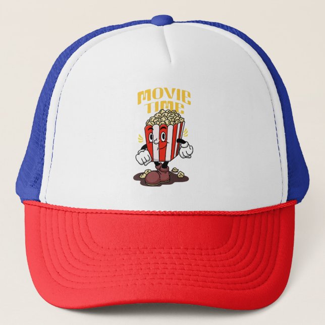 Popcorn Mascot Cartoon Trucker Hat (Front)