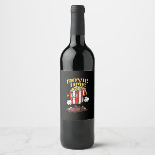 Popcorn Mascot Cartoon Wine Label