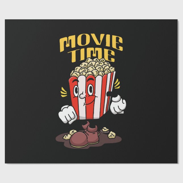 Popcorn Mascot Cartoon Wrapping Paper (Flat)